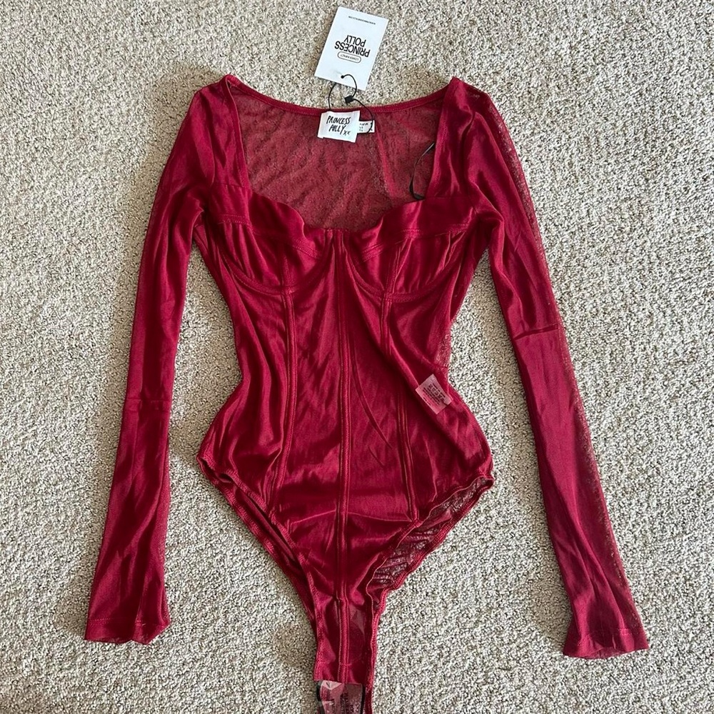 Princess Polly Burgundy Corset Bodysuit